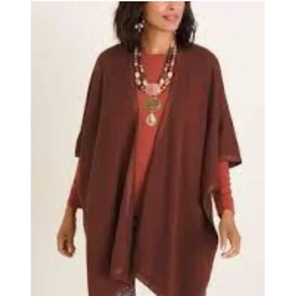 NWT Chico's S/M Travel Wrap Scarf Ruana Copper Brown 123701